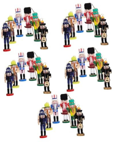 Gatuida 30pcs Charming Nutcracker Puppet Christmas Decor Nutcrackers Realistic Wood Ornament Christmas Party Decor