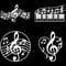 GORGECRAFT 4 Stück 4 Stile Musiknote Auto Emblem Aufkleber 20 x 20cm Weiß Wasserdicht Selbstklebend Musikklavier Reflektierende Auto Aufkleber Für Stoßstange Fahrzeug Motorrad Karosserie Fenster Seite