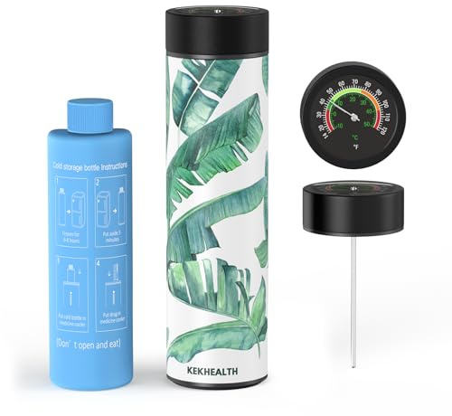KEKHEALTH Nevera para Insulina de Viaje, Nevera Medicamentos Portátil 60 h para Insulina, GLP-1 y Péptidos, Estuche Insulina con Termómetro Mecánico, Acero Inox, 3 Plumas, Botellas Gel y Emergencia