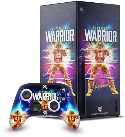 Head Case Designs Licenza Ufficiale WWE Retro Blast The Ultimate Warrior Pacchetto Console Da Gioco Wrap E Pelle Per Controller Compatibile con Xbox Series X