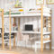 Etagenbett Kinderbett 90x200 mit Rausfallschutz und Lattenrost für Kinder, Hochbett mit Schreibtisch und Regal, Massivholz Jugendbett Kinderhochbett mit Leiter und Graffiti-Tafel für Jungen (E)