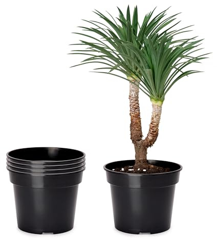 Garronda Blumentopf Kunststoff Pflanztopf rund Kräutertopf Anzuchttöpfe Blumentopf Schwarz für Innen und Aussen 53cm GD-0025 (5 Stück - Schwarz, ⌀ 53cm H=46,5cm)