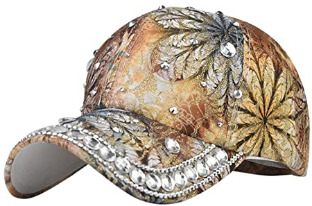 Blumen Cap mit Glitzer Unisex-Pailletten Basecap Cap Baumwolle Blumenmuster für Herren und Damen-Flowers Kappe Sommer Stickerei Cappy Frauen Verstellbar Schildkappe Schirmkappe Sonnenkappe Outdoor