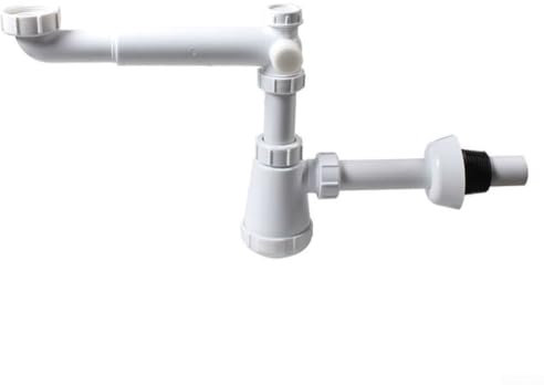 CNANRNANC Sistema de drenaje para fregadero de cocina, montaje en pared, con botella de trampa, accesorio de fontanería para debajo del lavabo, color blanco