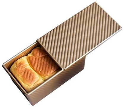 VALICLUD Stampo Per Plumcake e Teglia Da Forno Per Pane Antiaderente in Acciaio Alluminato Capacità 450 Grammi Con Coperchio Dorato Per Pane in Cassetta Tostato Fatto in Casa