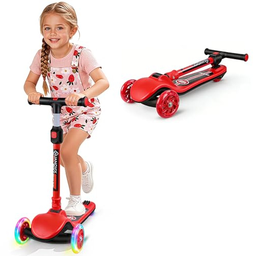 Kinder Roller,Faltbarer Kinderroller Mit Blinkenden,Höhenverstellbar, Breites Deck & Mit Bremse, Faltbarer Kinderroller Für Jungen Und Mädchen Ab 3 Jahre