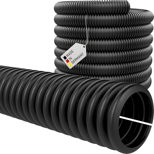 Wellrohr Kabelschutzrohr UV-beständig - Flexibler Wellschlauch Elektro Leerrohr Isolierrohr für Kabelschutz & Marderschutz (geschlitzt (offen), NW 36 | 25 m)