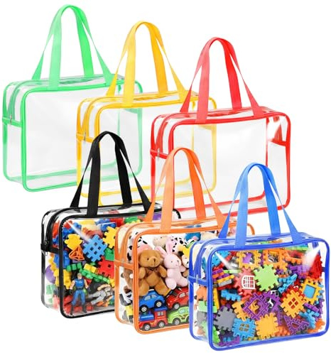 Zyiphor 6 Pezzi Sacchetti Portaoggetti per Giocattoli, Organizer Sacchetti Giochi Borse Portaoggetti in PVC per Giocattoli, Bambini, Libri (30 * 10 * 22cm)