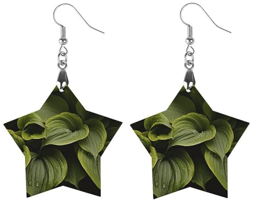 Moist Hosta Leaves Wooden Earrings Lightweight Geometric Pendant Vintage Jewelry for Women Gift, Boho Wood Earrings for Daily & Special Occasions, Circular, Wood, wood