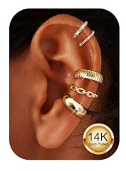 Kakonia 5 Pairs Ear Cuff Femme Faux Piercing Oreille Or Argent Earcuff Hypoallergénique Boucle Oreille Sans Trou Faux Helix Cartilage Clips Oreilles Non Percées