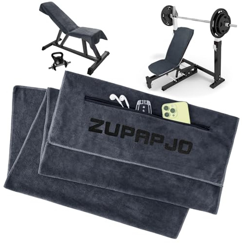 ZUPAPJO Toalla Gimnasio 120 x 50 cm, Toalla Gym con Bolsillo, GIS | con Cremallera y Capucha, Gym Towel de Microfibra, Apta para Gimnasio, Yoga, Deportes, Entrenamiento