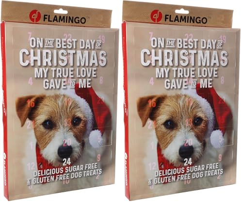 Adventskalender Hund – Chick’n Snack – 24 XXL Leckerlis – glutenfrei – ohne Zuckerzusatz – Flamingo (Packung mit 2)