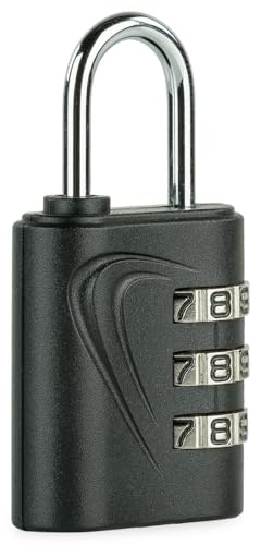 TEMPO - Lucchetti - 3 Combinazione Lucchetto Armadietto - Lucchetto Combinazione uso Multiplo per Palestra, Zaino, Lucchetto Valigia, ecc - Metallo Lucchetto TSA Accettato, Nero