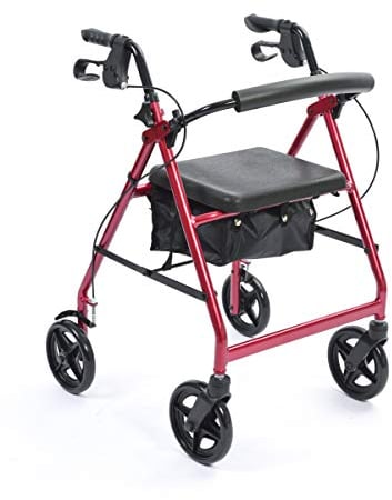 NRS Healthcare A-Series 4-Wheel Rollator, Walking Aid, Red (Eligible for VAT Relief in The UK)
