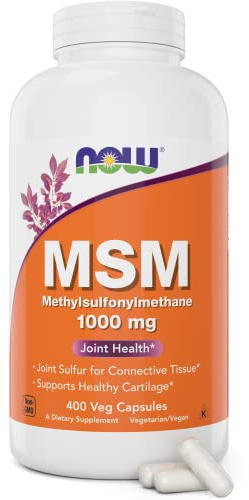 Now MSM 1000mg Veg Capsules, 400 Count Methyl-Sulphonyl-Methane, Made in USA, Sulfur Supplement, Non-GMO, Vegan Vegetarian Friendly