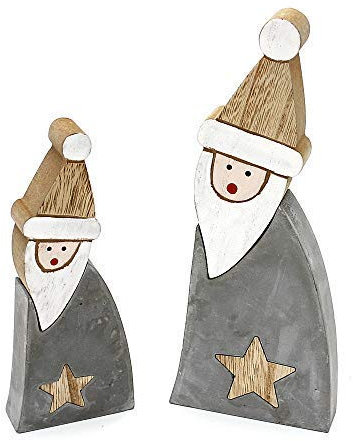 Small-Preis Dekofiguren Weihnachtsmänner aus Holz und Beton