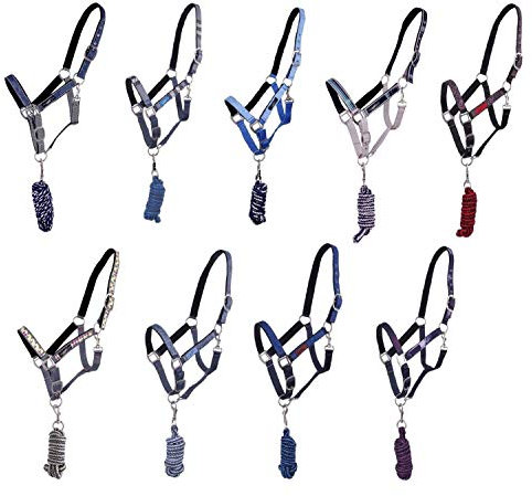 NETPROSHOP Halfter + Strick im Set Weich Unterlegt Gr. Pony - Full Farbauswahl, Groesse:Pony, Farbe:Jeans Light