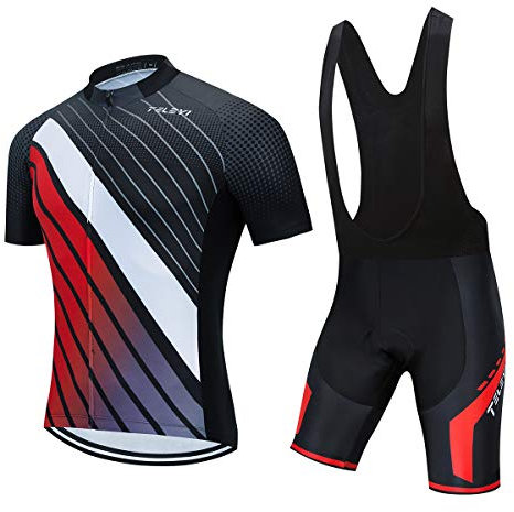 PSPORT Herren Radtrikot Set, Sommer Jungen Trägerhose Anzüge Mountainbike Radfahren Kleidung Set Radfahren Reiten Trikots Atmungsaktiv