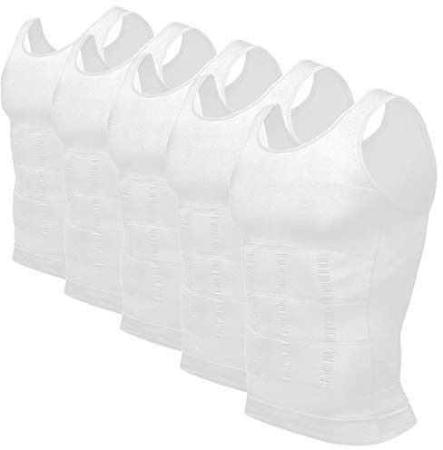 Odoland Herren 3er Pack Body Shaper Bauchweg Weste Thermo-Kompressionsshirt Tank Top Shapewear