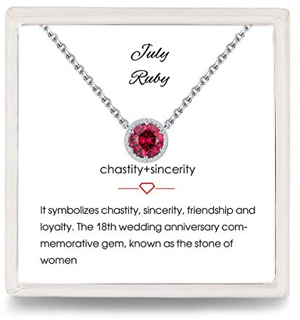 Presentski 925 Kette Damen Juli Geburtsstein Halskette Anhänger Personalisiert Ruby Kette Solitär