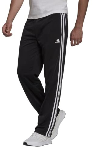 adidas Men's Standard Essentials Warm-Up Open Hem 3-Stripes Tracksuit Bottoms, Black/White, Medium