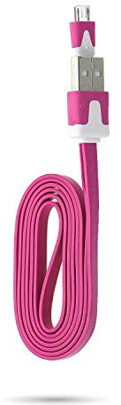 Cable Noodle 1m pour WIKO Y81 Micro USB Chargeur Android (Rose Bonbon)