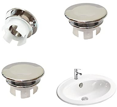 Tapa de repuesto para fregadero de baño, Embellecedor Rebosadero Lavabo, Tapa de agujero redondo, Tapa de rebosamiento, Inserto en tapas de agujero (22 mm-24 mm), Paquete de 4