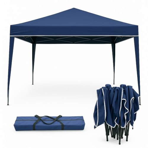 Tarrington House Faltpavillon Blue Creek, Stahl/Polyester, Dachmaß 3 x 3 m, Wasserdicht, UV Schutz 50+, Einfacher Aufbau, Pavillon mit Tragetasche, Blau/Weiß