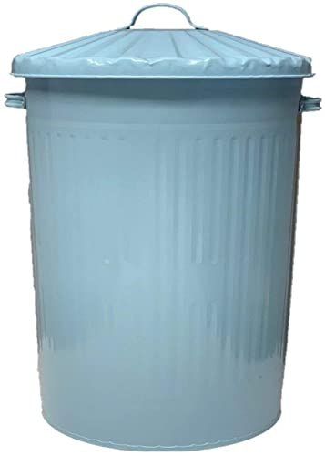 KetoPlastics 90L COLOURED METAL DUSTBIN WASTE BIN RECYCLING IDEAL INDOOR AND OUTDOOR, ANIMAL FEED (DUCK EGG)