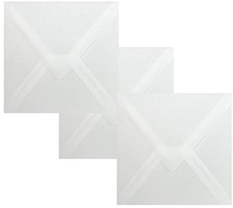 Paper24 Quadratische Briefumschläge 11 x 11 cm,120 g/qm, für Einladungen und Gutscheine, 100 Umschläge Transparent