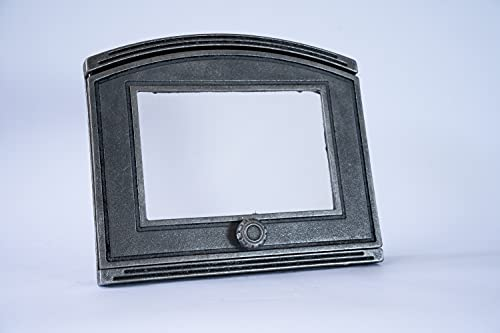 Euro Sezam - puerta de horno de hierro fundido - puerta de horno maciza gruesa para zurdos - - DZL15 - puerta simple con ventana de vidrio - 372x320 mm - puertas para hornos de pizza