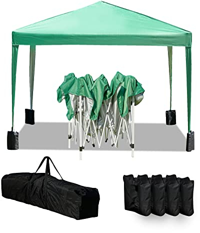 Baroni Home Gazebo da Giardino 3x3 m con 4 sacchi peso e Sacca di Trasporto, Tenda da esterno per eventi, feste e uso commerciale, Impermeabile, Pieghevole, Verde