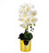 Leaf Design UK - Espositore realistico, con orchidea artificiale, in vaso, in oro bianco, 52 cm
