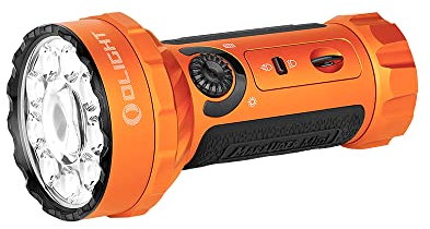 OLIGHT Marauder Mini LED Super Hell 7000 Lumen 600 Meter Wiederaufladbare, mit Strahler und Flutlicht, 3 Arten farbiger LEDs mit Abstandssensor für Outdoor(Orange)