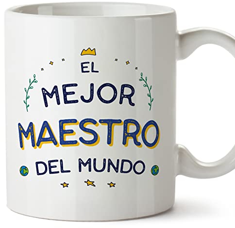MUGFFINS Tazas para MAESTRO hombre - En Español - Mejor del Mundo - 11 oz / 330 ml - Regalo original y divertido
