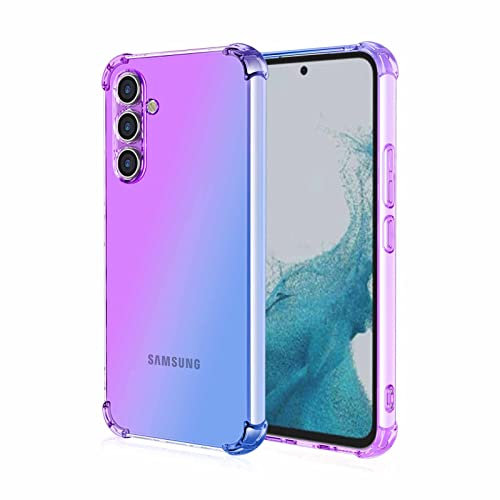 HAOYE Coque pour Samsung Galaxy A54 5G, Étui en Gradient Color TPU Case Cover, Coins Renforcés Housse de Protecteur Transparente Antichoc Souple Silicone Bumper (Bleu/Purple)