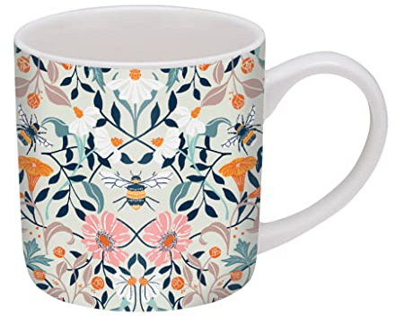Ulster Weavers - Bumble Bee & Floral Mug 250ml - Dishwasher & Microwave Safe - Ceramic New Bone China - Coffee Mug with Honey Bee & Garden Flowers - Mint Green Mug - Bee Kitchen Accessories/Bee Gifts