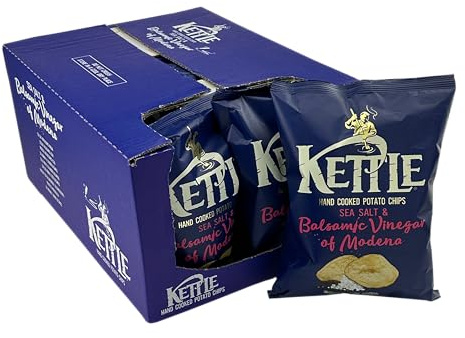 Kettle Chips Sea Salt & Balsamic Vinegar of Modena, hand-frittierte Kessel-Chips, knusprige Kartoffelchips für einen gelungenen Abend 10x 130 g