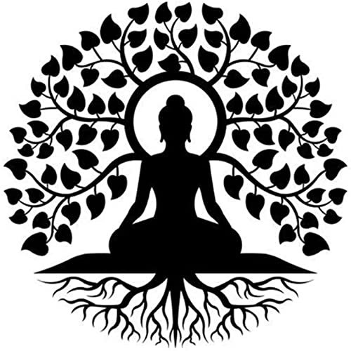 Arbre de Vie Bouddha Décoration Murale en Métal, 11.8 Noir Bouddha Méditation Yoga Intérieur Zen Décoration d'intérieur, Arbre de Vie Tenture Murale, pour Salon Chambre