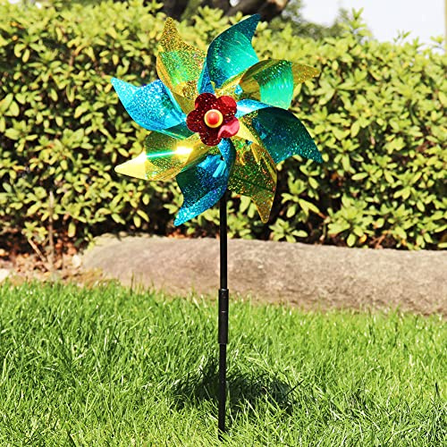 Junerain Reflektierende Vogelabwehr-Windmühle, 40 x 24 cm hohe Vogelschreck-Windmühle, glitzernde Silberne Vögel, abschreckende Spinner, Windräder, um Vögel abzuschrecken und Garten, Obstgar