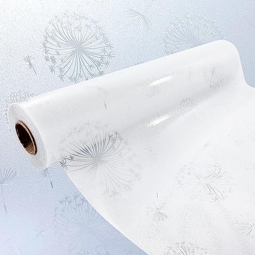 Fensterfolie selbsthaftend 45x100 cm | Statische Sichtschutzfolie ohne Kleber aus PVC | Selbsthaftende Glasfolie für Lichtdurchlass und Privatsphäre | Fensterfolie statisch haftend | Löwenzahn