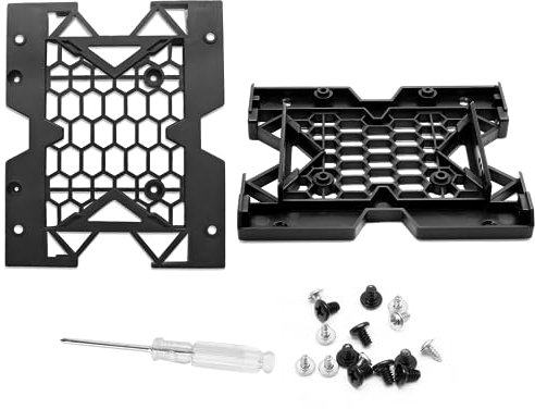 Suiwotin 2 soportes de montaje SSD de 3.5 pulgadas a 5.25 pulgadas, bandeja de disco duro SSD con soporte de montaje para ventilador de refrigeración