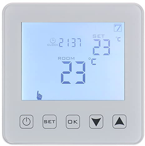 Wengart Termostato di riscaldamento WG08-4, grande schermo AC230V 3A, funzionamento chiave, programmazione settimanale, compatibile con sistema di riscaldamento dell'acqua