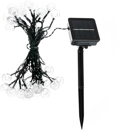 Lindby LED Solar Lichterkette aussen wetterfest, Kristall Kugeln Lichterkette 63,5 m, 30 Crystal Balls Deko Lichter, Outdoor Solarlichterkette 8 Modi