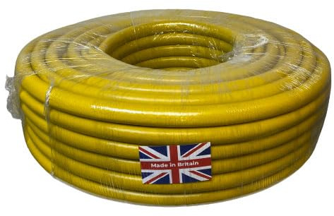 OneStopDiy 50m Heavy Duty 3/4 Inch Pro Growers PVC Hosepipe with Fittings - Yellow, 1 Pack
