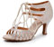 SWDZM Scarpe da Ballo Latino Donna Strass Salsa Bachata Prestazioni Professionale,Roze,Hakhoogte 5cm,Suède zool,EU 36