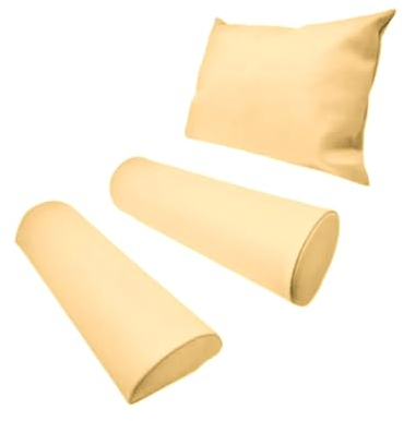 Physiofit24 Lagerungsset Creme Halbrolle + Rolle + Kopfkissen Made IN Germany (Knierolle/Nackenrolle) (Creme)