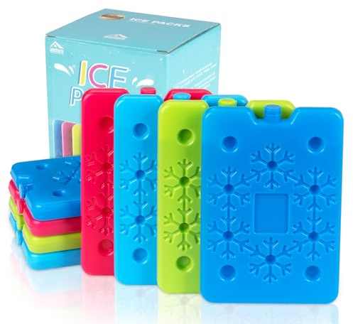 Anstore 8 Stück Kühlakkus Wiederverwendbar Kühlelemente für die Kühltasche oder Kühlbox, Kühl-Akku für Brotdose, Bis 12 Stunden Kühlung, 4 Farben Ice Packs for Lunch Boxes Kühlakku Klein 160x110x15mm