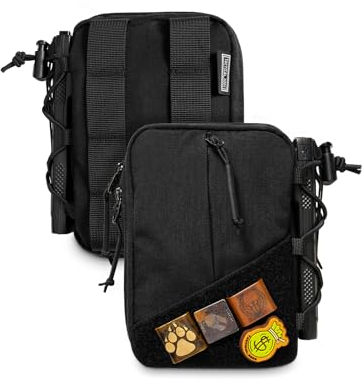 TACTICAL_GEEK Block E4.0 EDC Kompakte Gürteltasche, Utility Pocket Organizer mit Elastikband, Werkzeugtasche mit Nylon-Doppelrichtungsreißverschlüssen, Mehrzweck-Kleingeräteorganisation, Schwarz