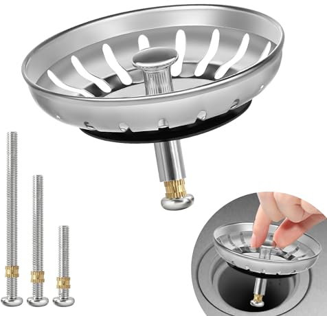 M JINGMEI Bouchon Evier Cuisine INOX 79mm, Bonde Universelle en Acier Inoxydable pour Drainage Rapide, Anti-Obstruction et Anti-Corrosion - Installation Facile (pour Trou d'Évier de 79,3-82mm)